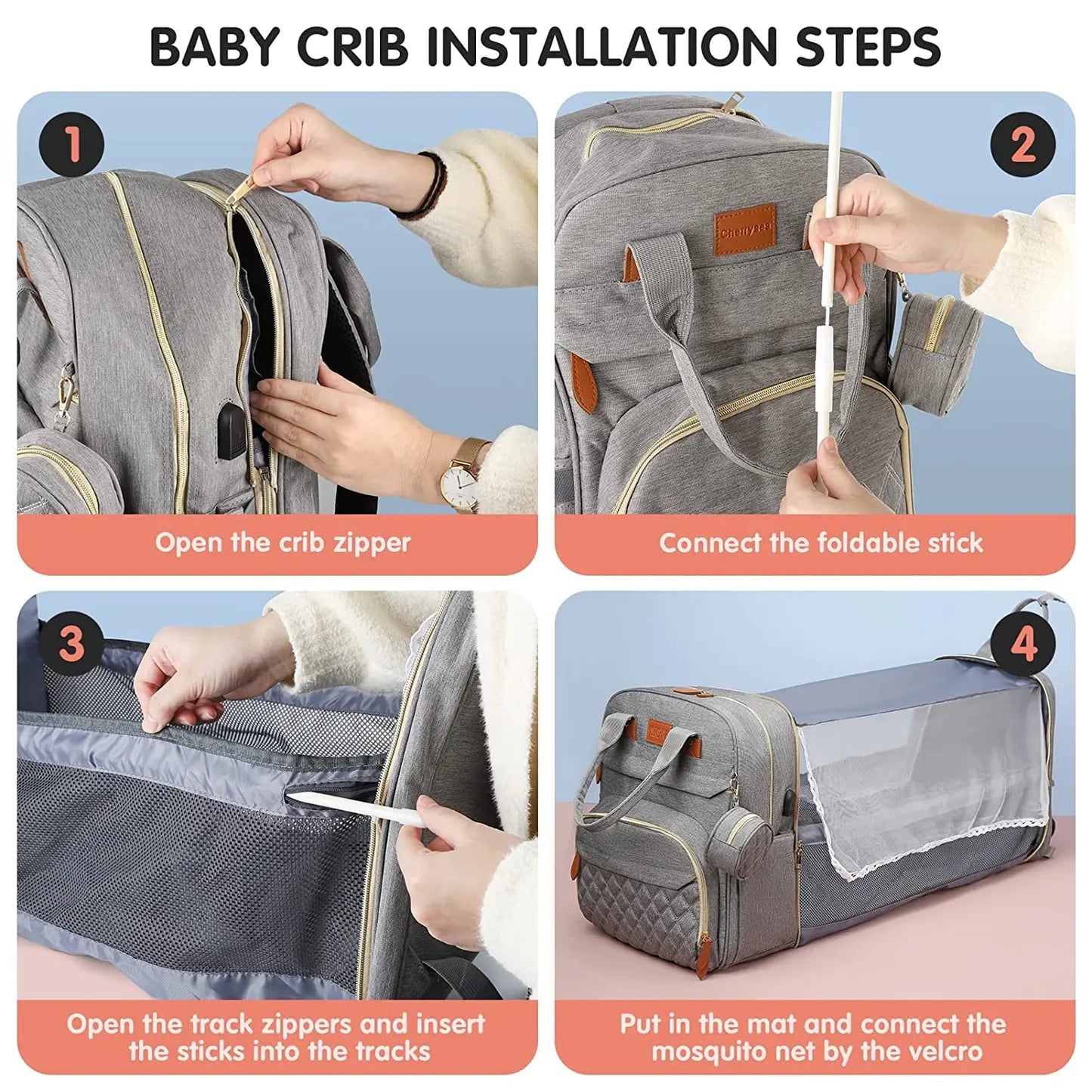 FlexiBaby™ 3-in-1 Diaper Travel Bag Backpack