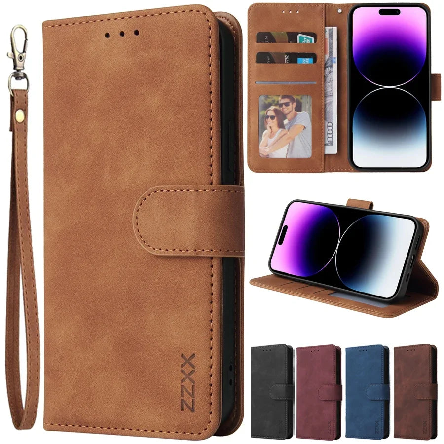 LuxeGuard™ Leather Wallet iPhone Case