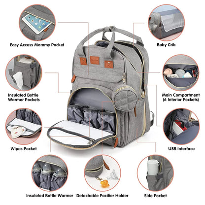 FlexiBaby™ 3-in-1 Diaper Travel Bag Backpack