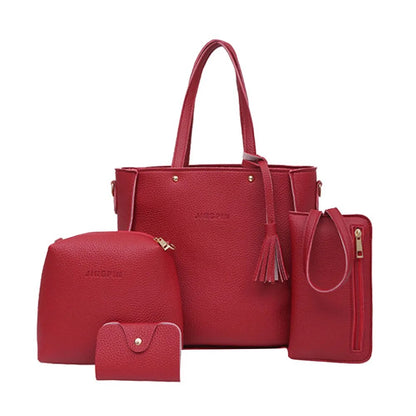 Elegance in Four: Tote Handbag, Shoulder Bag, Messenger Bag, and Day Clutch