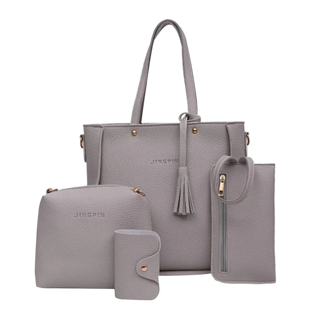 Elegance in Four: Tote Handbag, Shoulder Bag, Messenger Bag, and Day Clutch